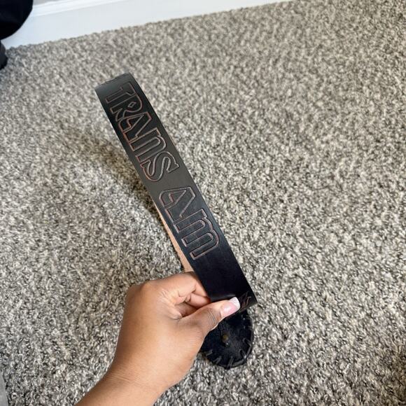 Vintage Trans Am Firebird Pontiac Leather Belt Tooled 38-42” Waist Black - Picture 3 of 6